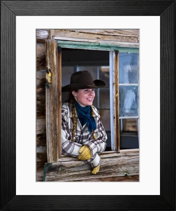 Framed Print : Cowgirl hanging out around the bunk house on The Hideout Ranch in Shell Wyoming Framed Print : Cowgirl hanging out around the bunk house on The Hideout Ranch in Shell Wyoming