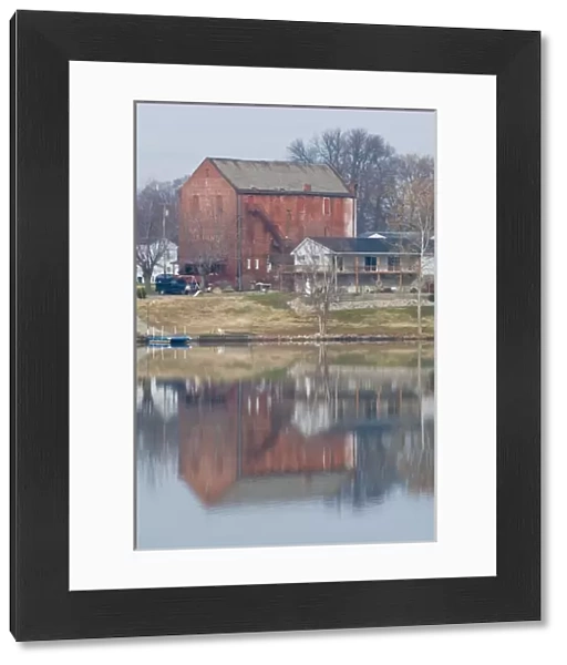 USA, OH, Belpre. Scenic reflection in Ohio River, Belpre, Ohio from Point Park Parkersburg