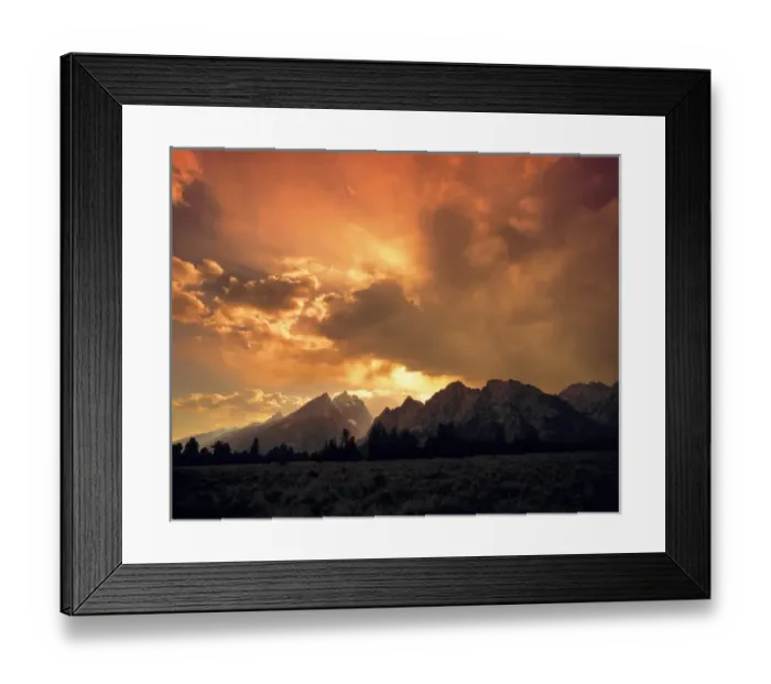 Framed Print : USA, Wyoming, Grand Teton NP. The Tetons are overshadowed by this beautiful sunset