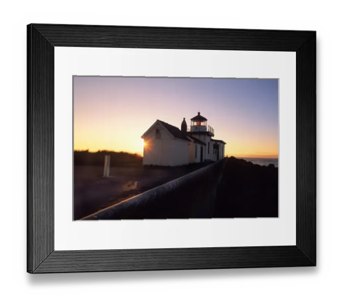 Framed Print : Sunset on the West Point Lighthouse in Seattles Discovery Park