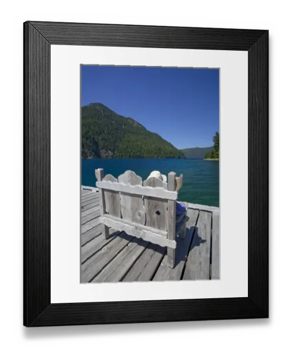Framed Print : USA, Washington, Olympic National Park, Lake Crescent, relaxing time at the lake (MR)