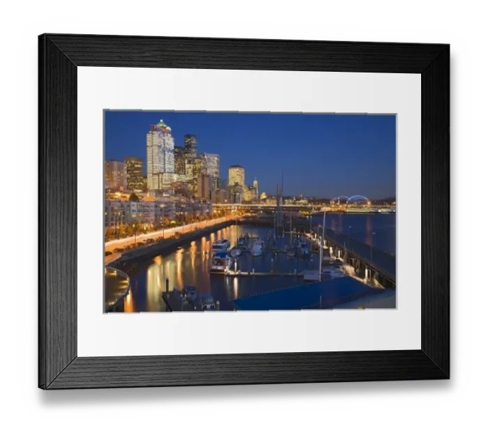 Framed Print : WA, Seattle, Seattle skyline from Pier 66 with Elliott Bay Framed Print : WA, Seattle, Seattle skyline from Pier 66 with Elliott Bay