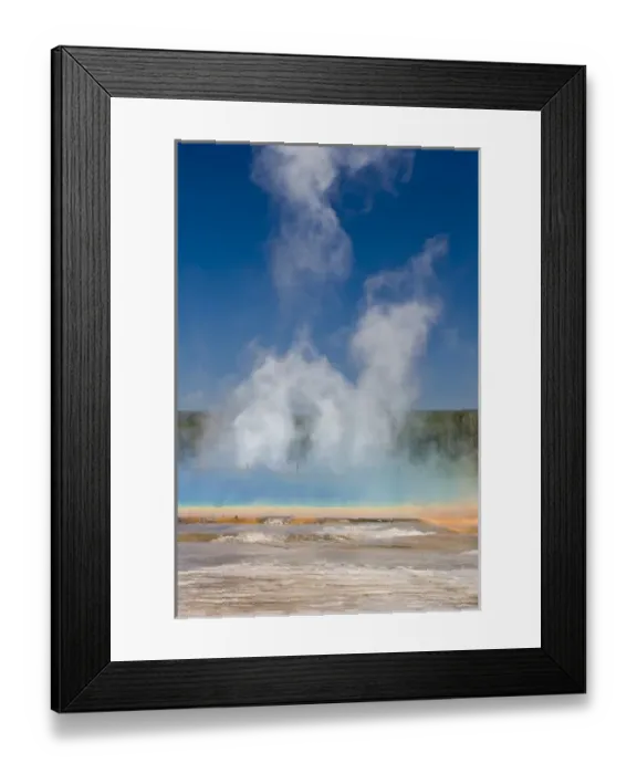 Framed Print : Yellowstone National Park, Wyoming. Steam rises from Grand Prismatic Hot Spring
