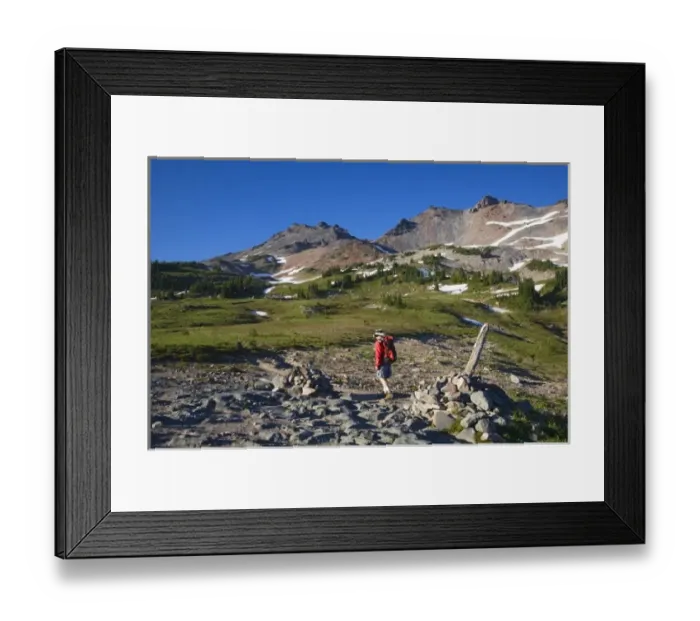 Framed Print : WA, Goat Rocks Wilderness, Goat Rocks and Snowgrass Flat with Pacific Crest Trail Framed Print : WA, Goat Rocks Wilderness, Goat Rocks and Snowgrass Flat with Pacific Crest Trail