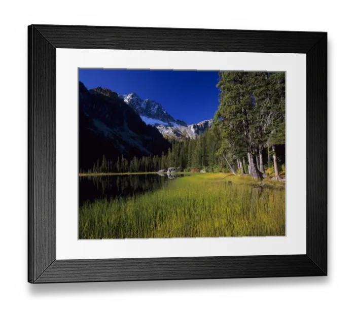 Framed Print : WA, Alpine Lakes Wilderness, Lake Stuart with Mt. Stuart in background Framed Print : WA, Alpine Lakes Wilderness, Lake Stuart with Mt. Stuart in background