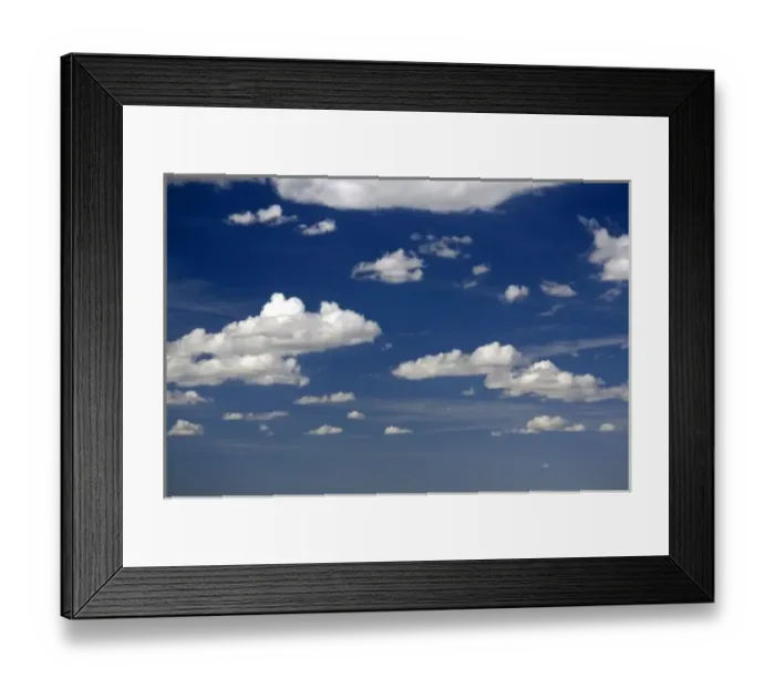 Framed Print : Blue sky and cumulus clouds over Wyoming, USA