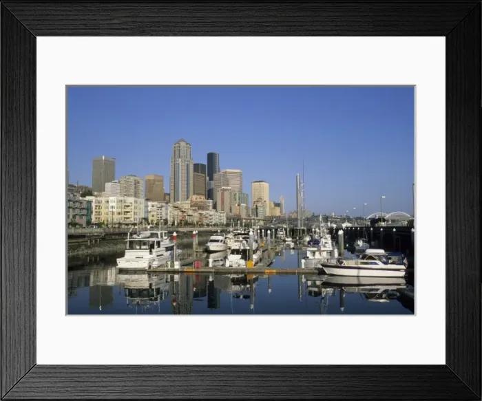 Framed Print : Seattle skyline viewed from Elliot Bay Marina, Seattle, Washington Framed Print : Seattle skyline viewed from Elliot Bay Marina, Seattle, Washington