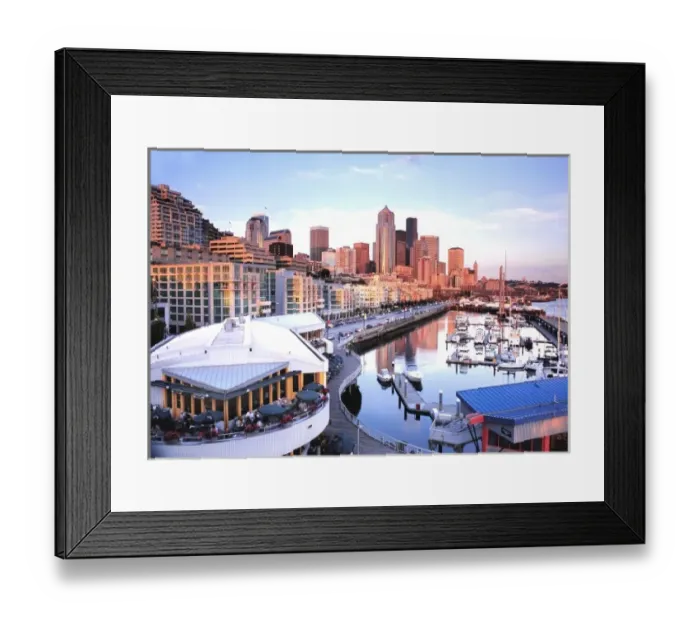 Framed Print : Sunset on Bell Harbor in Seattle, Washington Framed Print : Sunset on Bell Harbor in Seattle, Washington