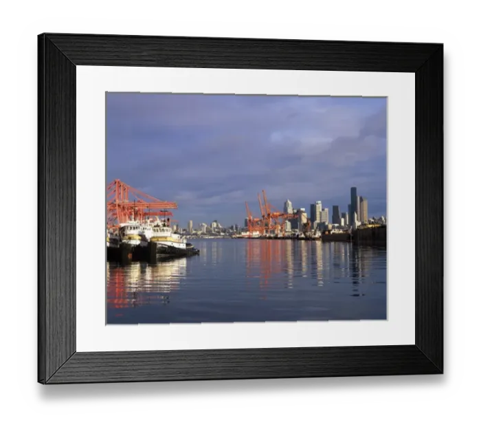 Framed Print : WA, Seattle, Tug boats and container ships at the Port of Seattle on Harbor Island Framed Print : WA, Seattle, Tug boats and container ships at the Port of Seattle on Harbor Island