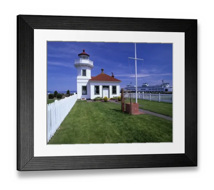 Framed Print : WA, Mukilteo, Mukilteo Lighthouse, established 1906, and WA state ferry Framed Print : WA, Mukilteo, Mukilteo Lighthouse, established 1906, and WA state ferry