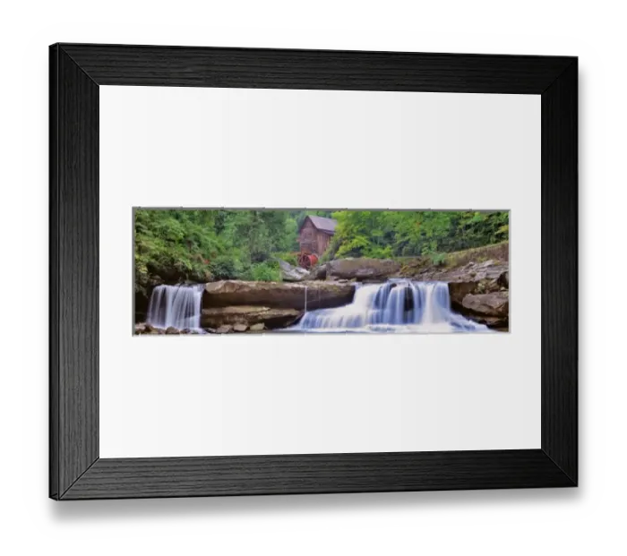 Framed Print : USA, West Virginia, Babcock SP. Two waterfalls form the foreground for Glade Creek Grist Mill Framed Print : USA, West Virginia, Babcock SP. Two waterfalls form the foreground for Glade Creek Grist Mill