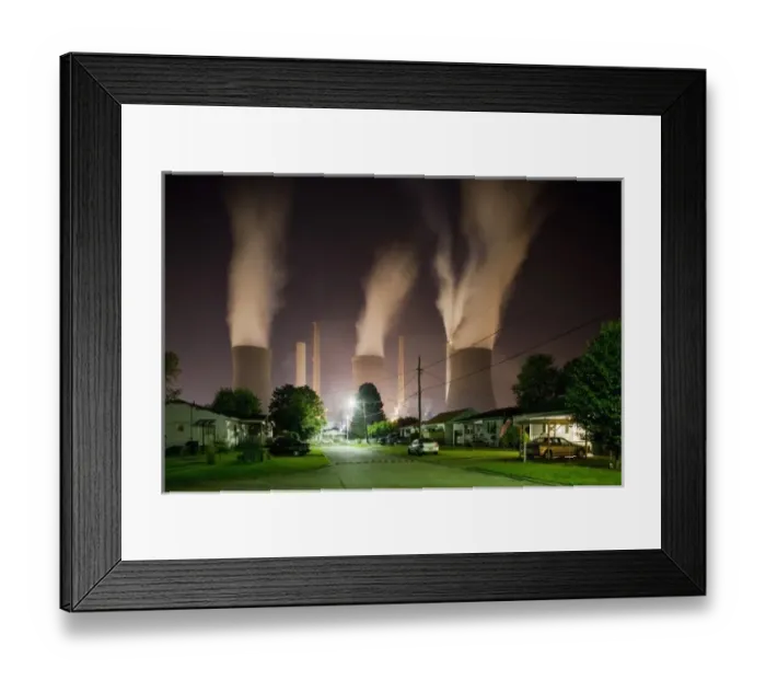 Framed Print : USA, West Virginia, Winfield, Steam billows from smokestacks at John Amos Coal-Fired