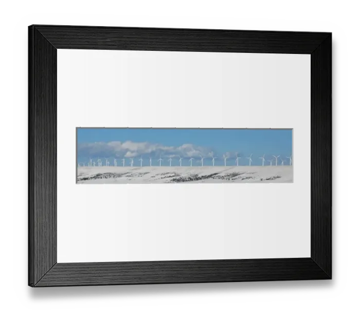 Framed Print : USA, Wyoming, Foote Creek Rim. Row of wind turbines in snow Framed Print : USA, Wyoming, Foote Creek Rim. Row of wind turbines in snow