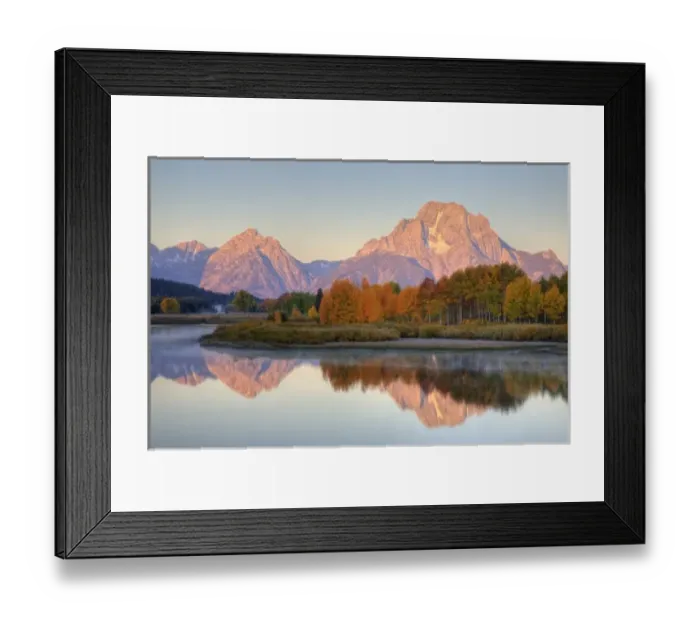 Framed Print : WY, Grand Teton National Park, Teton Range with Mount Moran and Snake River at sunrise