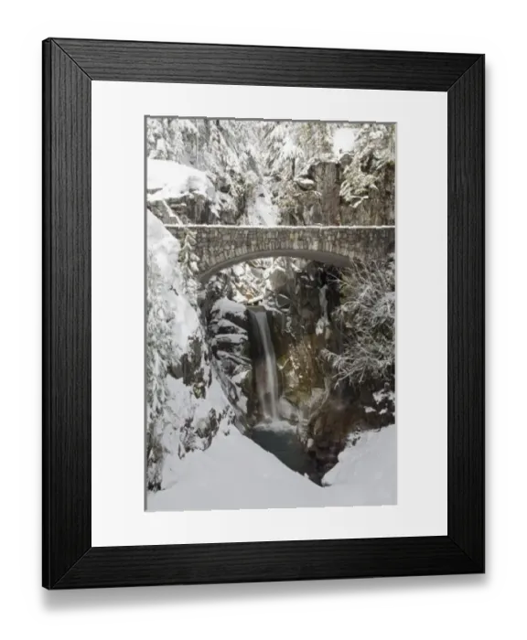 Framed Print : WA, Mt. Rainier National Park, Christine Falls, and stone bridge Framed Print : WA, Mt. Rainier National Park, Christine Falls, and stone bridge
