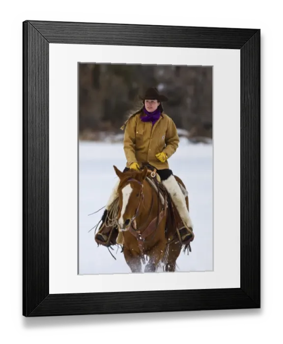 Framed Print : Cowgirl riding a horse on the range on The Hideout Ranch in Shell Wyoming Framed Print : Cowgirl riding a horse on the range on The Hideout Ranch in Shell Wyoming