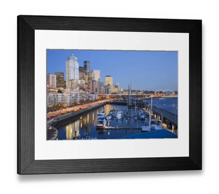 Framed Print : WA, Seattle, Seattle skyline from Pier 66 with Elliott Bay Framed Print : WA, Seattle, Seattle skyline from Pier 66 with Elliott Bay