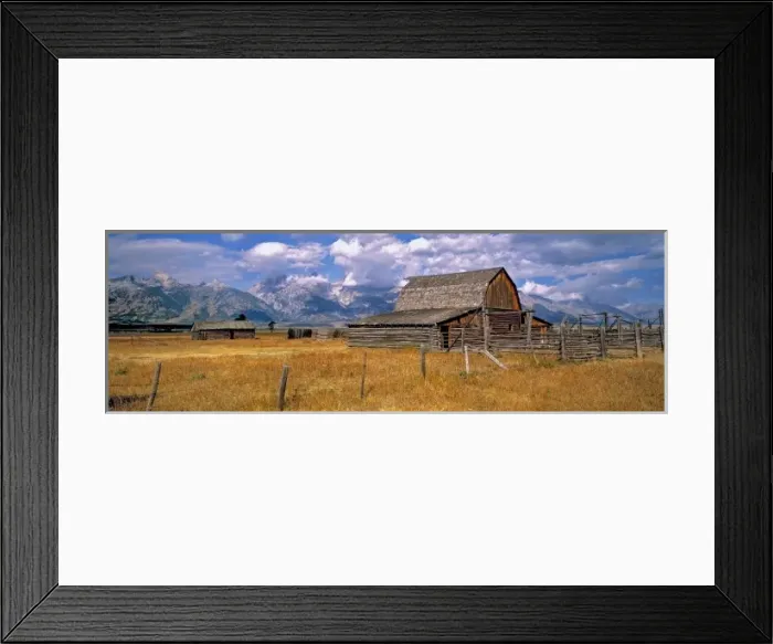 Framed Print : USA, Wyoming, Grand Teton NP. An old wooden barn is part of a homestead in Grand