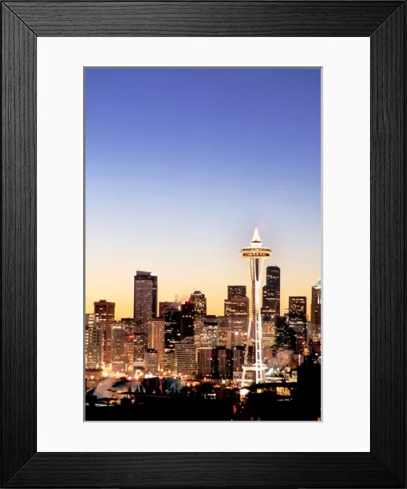 Framed Print : Seattle skyline at Christmas