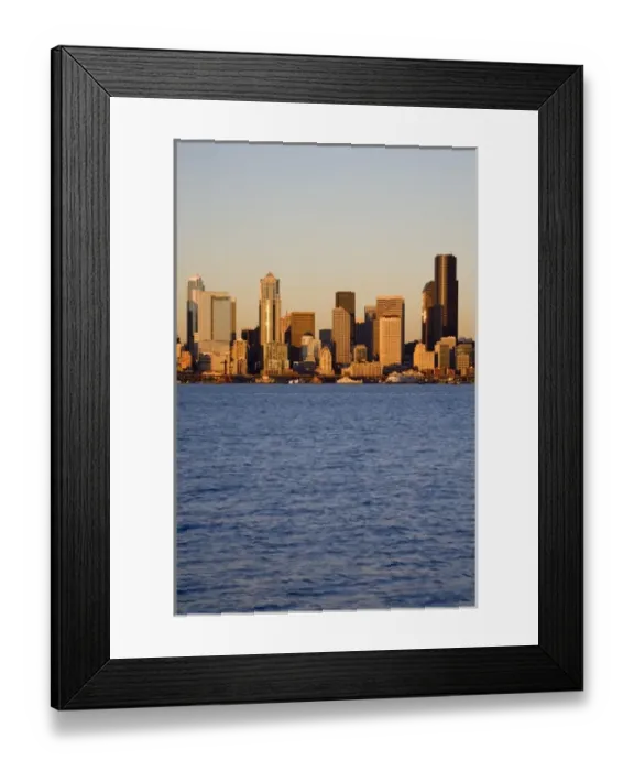 Framed Print : WA, Seattle, Seattle skyline and Elliott Bay