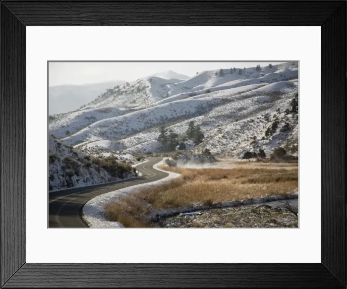 Framed Print : USA, WY, Yellowstone National Park. The main road into the park twists and winds