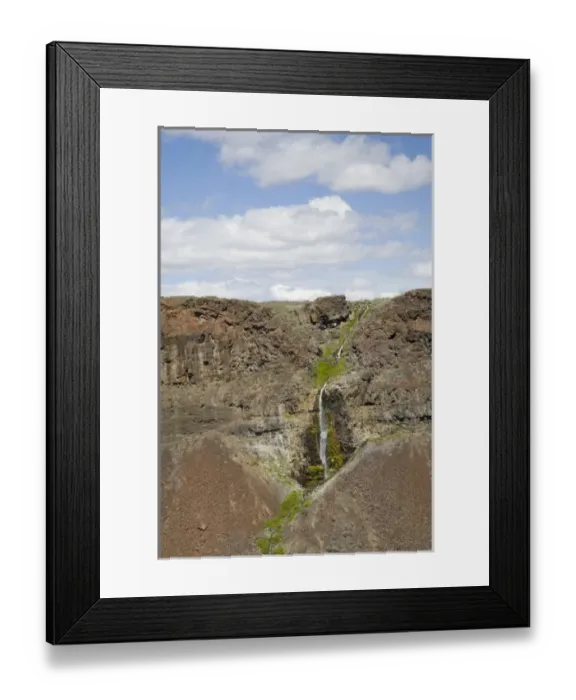 Framed Print : WA, George, Frenchman Coulee, Spring runoff waterfall