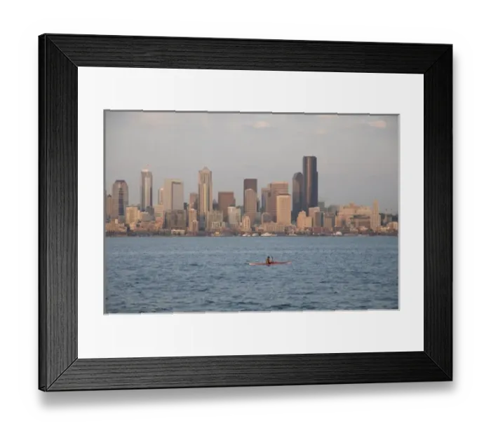Framed Print : Seattle skyline and waterfront viewed from West Seattle across Elliott Bay Framed Print : Seattle skyline and waterfront viewed from West Seattle across Elliott Bay