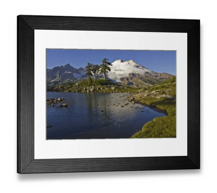 Framed Print : USA, Washington, Mt. Baker. Mt. Baker and tarn on Park Butte Framed Print : USA, Washington, Mt. Baker. Mt. Baker and tarn on Park Butte