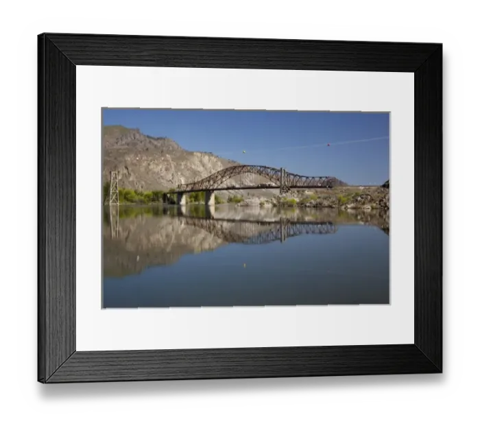 Framed Print : WA, Chelan County, Daroga State Park, Columbia River and bridge Framed Print : WA, Chelan County, Daroga State Park, Columbia River and bridge