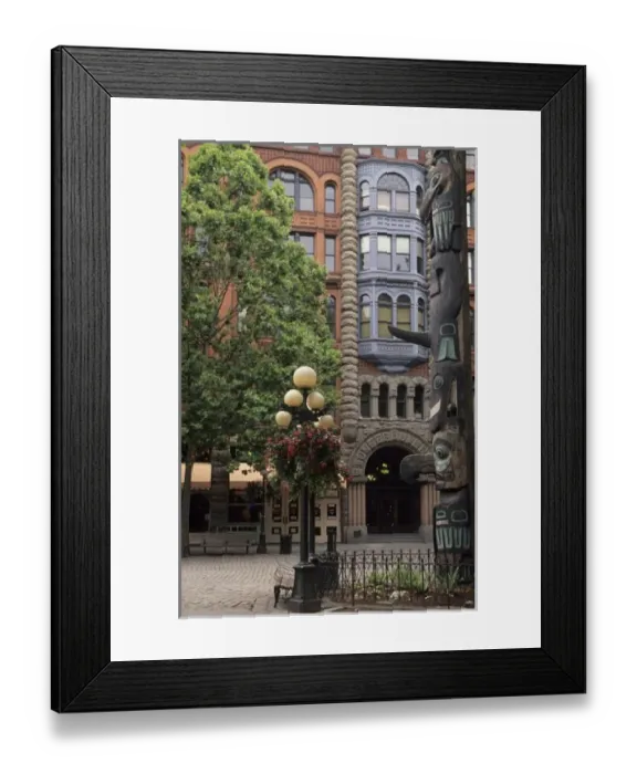 Framed Print : WA, Seattle, Totem pole and Pioneer building at Pioneer Square Framed Print : WA, Seattle, Totem pole and Pioneer building at Pioneer Square