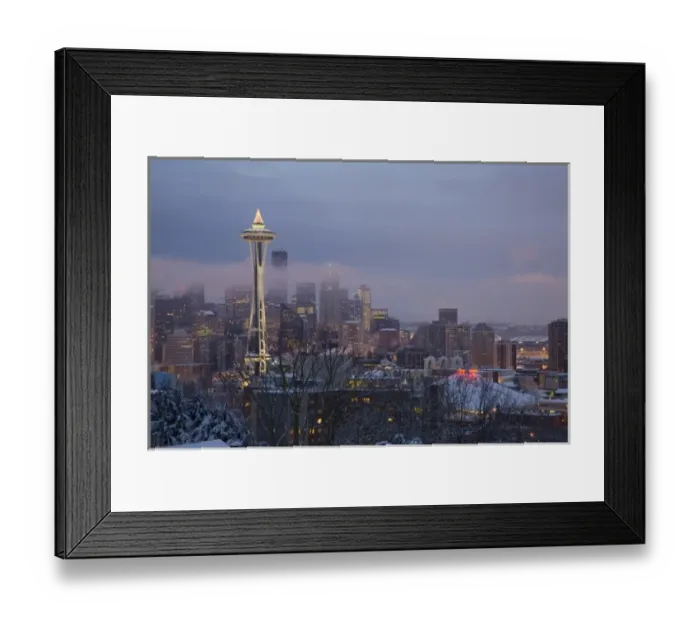 Framed Print : WA, Seattle, Kerry Park, view of the Space Needle, with fresh snow Framed Print : WA, Seattle, Kerry Park, view of the Space Needle, with fresh snow