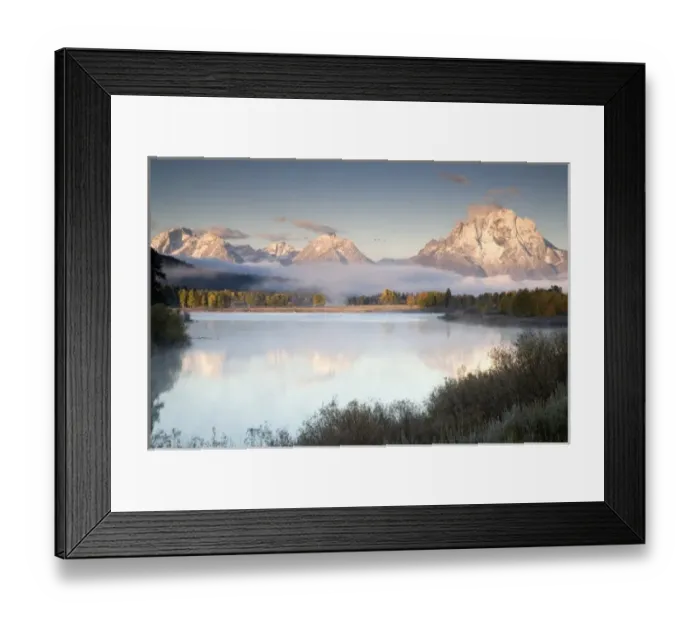 Framed Print : USA. Wyoming. Grand Tetons National Park. Snake river meanders up to Mt. Moran while Framed Print : USA. Wyoming. Grand Tetons National Park. Snake river meanders up to Mt. Moran while