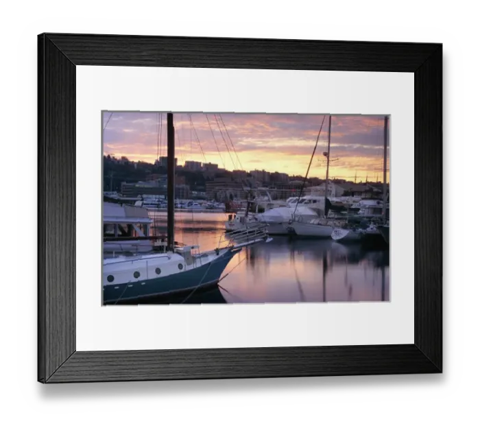 Framed Print : Morning sun on the Lake Union marina in Seattle Framed Print : Morning sun on the Lake Union marina in Seattle