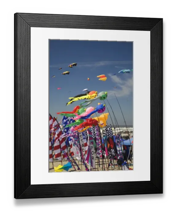 Framed Print : WA, Long Beach, International Kite Festival, Kites and banners Framed Print : WA, Long Beach, International Kite Festival, Kites and banners