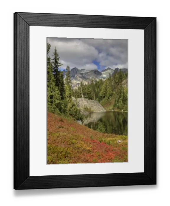Framed Print : WA, Alpine Lakes Wilderness, Alpine tarn and Mount Daniel Framed Print : WA, Alpine Lakes Wilderness, Alpine tarn and Mount Daniel