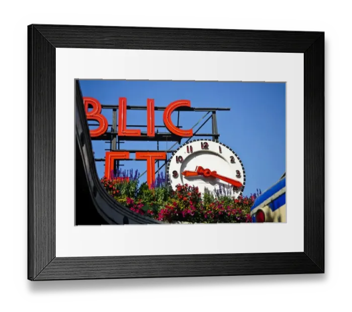Framed Print : USA, Washington, Seattle. Morning on a summer day at Seattles famed Pike Place Public Market