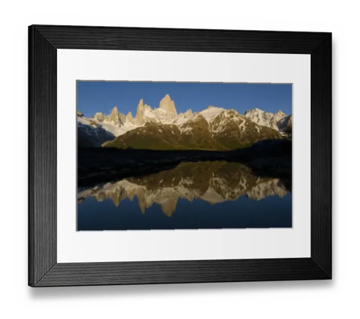 Framed Print : Cerro Fitzroy at sunrise with reflection in pothole lake, Los Glaciares National park