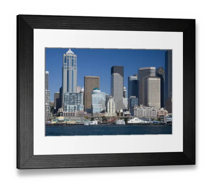Framed Print : WA, Seattle, Seattle skyline from Elliott Bay