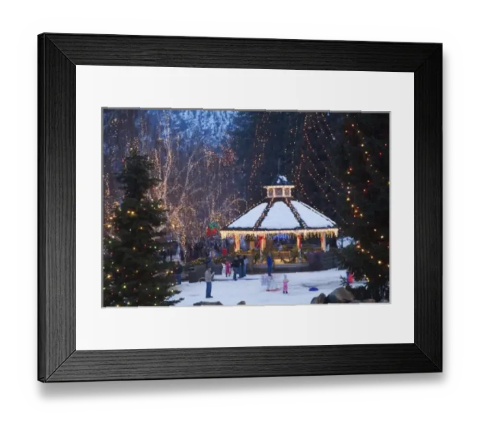 Framed Print : WA, Leavenworth, Leavenworth Ice Festival with gazebo and city park Framed Print : WA, Leavenworth, Leavenworth Ice Festival with gazebo and city park