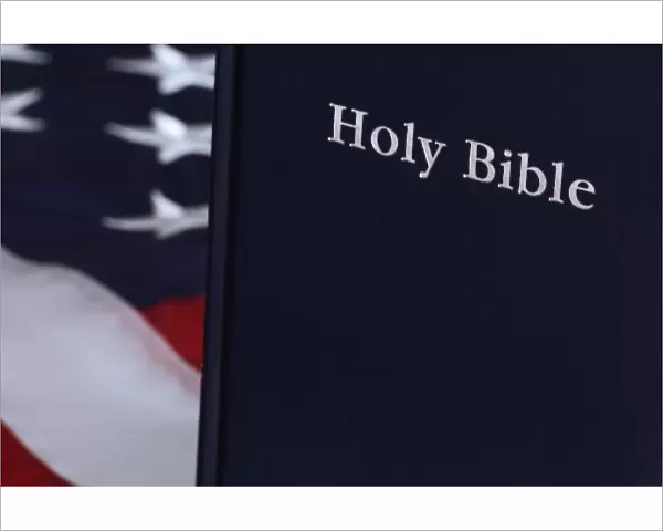 USA. Holy Bible and the American flag