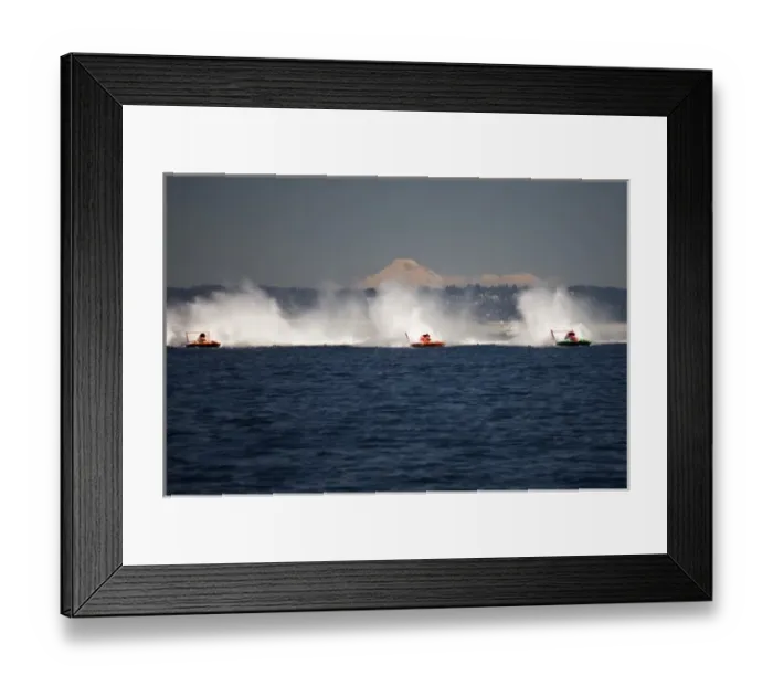 Framed Print : WA, Seattle, Seafair Hydroplane Races on Lake Washington, Mt. Baker in background Framed Print : WA, Seattle, Seafair Hydroplane Races on Lake Washington, Mt. Baker in background