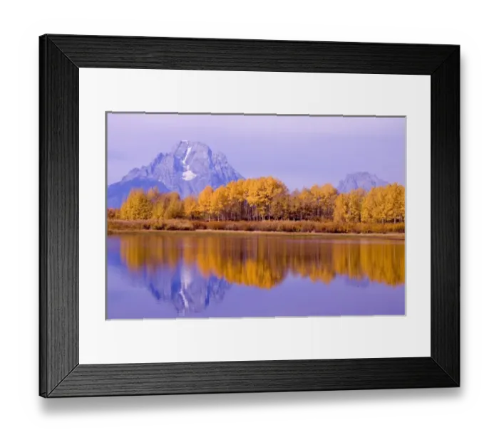 Framed Print : USA, Wyoming, Grand Tetons National Park. Aspen trees reflect in Oxbow Bend. Mt Framed Print : USA, Wyoming, Grand Tetons National Park. Aspen trees reflect in Oxbow Bend. Mt