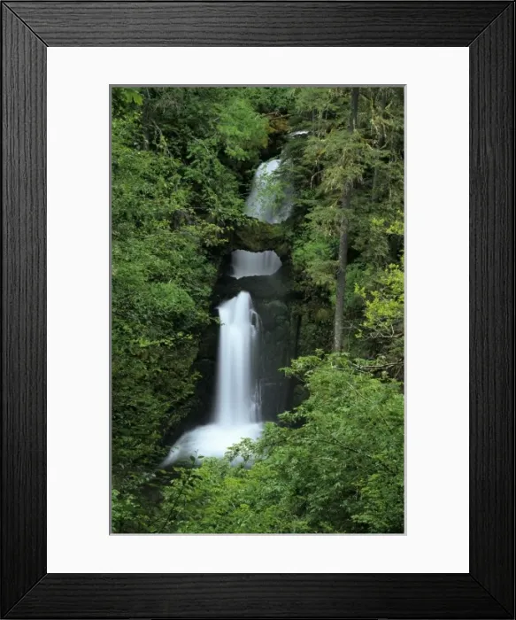 Framed Print : WA, Gifford Pinchot NF, Curly Creek Falls and natural arch formed from water flow