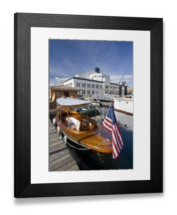 Framed Print : Washington, Seattle, Center for Wooden Boats on Lake Union