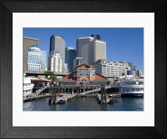 Framed Print : WA, Seattle, Pier 55 and Seattle skyline from Elliott Bay Framed Print : WA, Seattle, Pier 55 and Seattle skyline from Elliott Bay