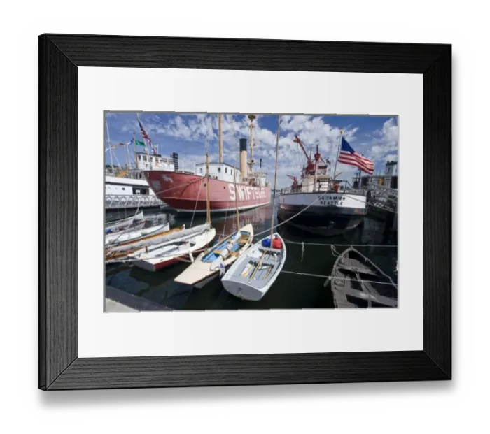 Framed Print : Washington, Seattle, Center for Wooden Boats on Lake Union