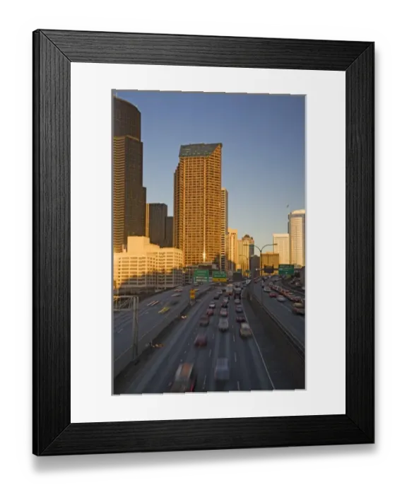 Framed Print : WA, Seattle, Seattle skyline and Interstate 5 from Yesler Way overpass Framed Print : WA, Seattle, Seattle skyline and Interstate 5 from Yesler Way overpass
