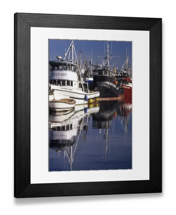Framed Print : WA, Seattle, Fishing boats moored at Fishermens Terminal