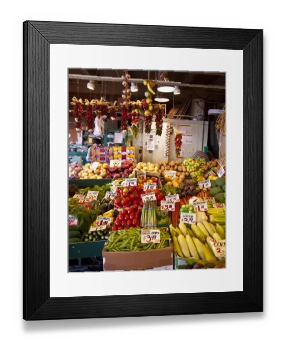 Framed Print : USA, Washington, Seattle. Summer morning in Seattles famed Pike Place Public Market Framed Print : USA, Washington, Seattle. Summer morning in Seattles famed Pike Place Public Market
