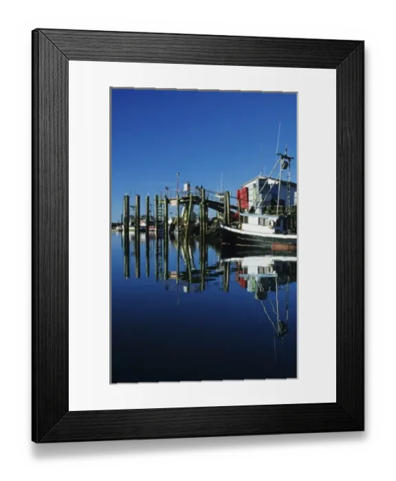 Framed Print : Fishing boat docked in marina, Ilwaco, Washington Framed Print : Fishing boat docked in marina, Ilwaco, Washington